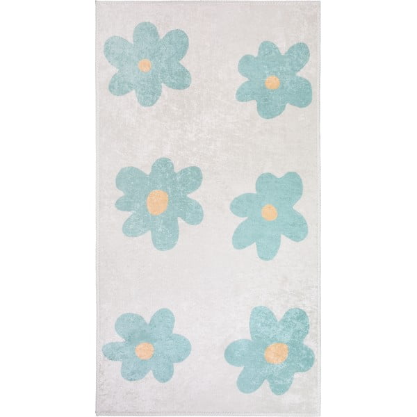 Covor pentru copii verde mentă/fildeș lavabil 60x100 cm Cute Flowers Green – Vitaus