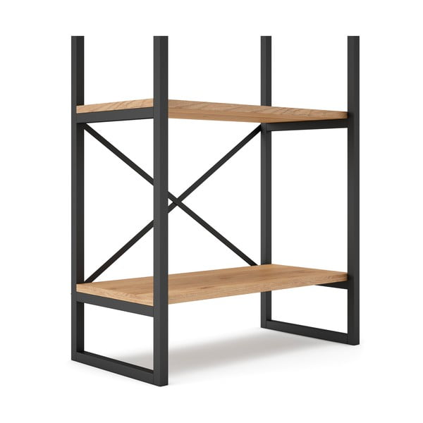 Etajeră negru/natural  cu aspect de lemn de stejar 58x175 cm Dusan – Marckeric-image-4