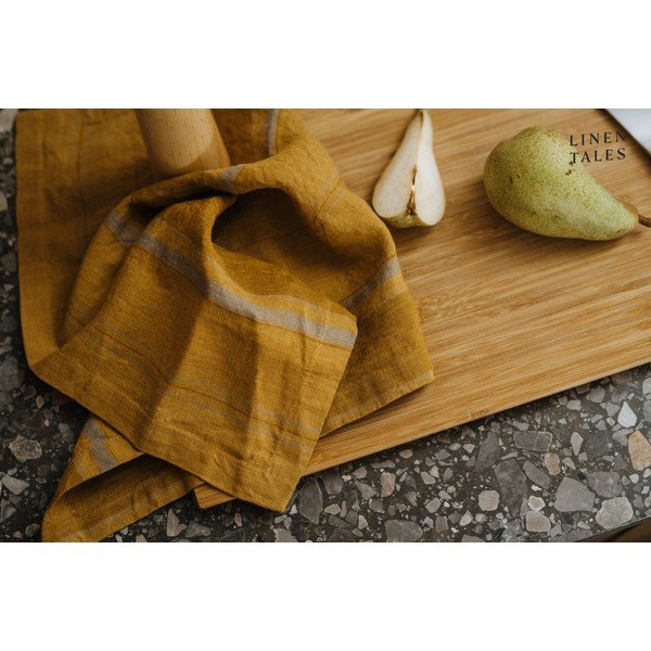 Prosop de vase din in 65x65 cm Amber Bronze Stripes – Linen Tales-image-1