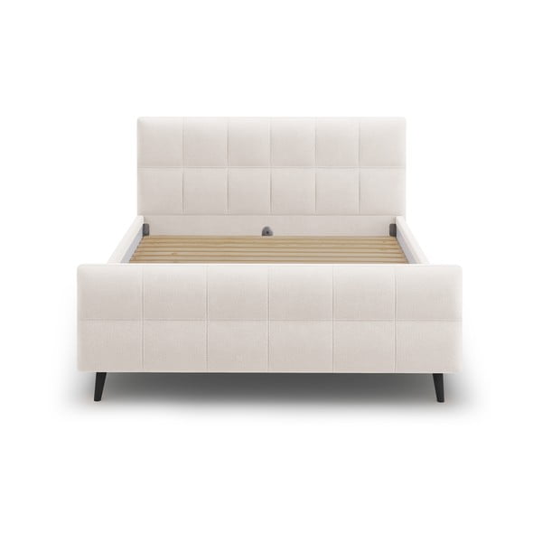 Pat matrimonial 180x200 cm bej tapițat cu somieră inclusă Gigi - Micadoni Home-image-1