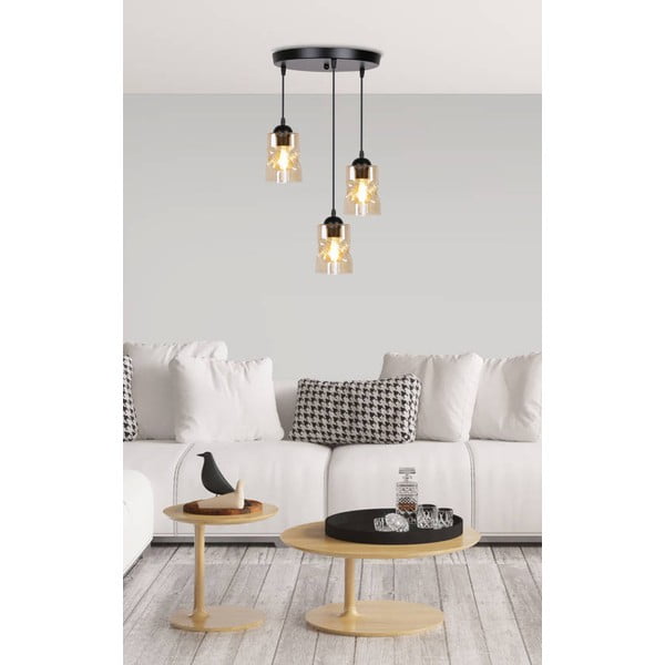 Lustră neagră cu abajur din sticlă Felis – Candellux Lighting-image-1