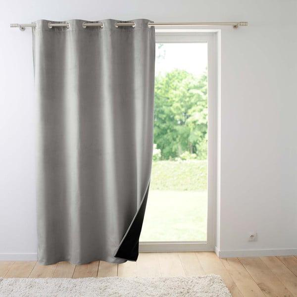 Draperie gri termoizolantă din catifea 140x260 cm Polarchic – douceur d'intérieur
