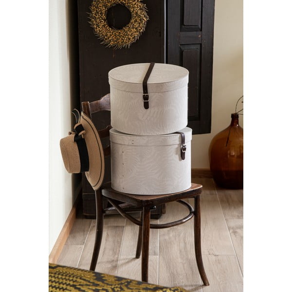 Cutii de depozitare crem 2 buc. din carton cu capac ø 37,5x25,5 cm Rut Paper Laminate – Bigso-image-1