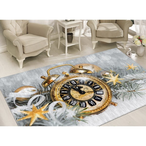 Covor Vitaus Christmas Period Golden Clock, 50 x 80 cm