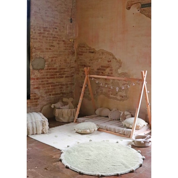 Covor pentru copii kaki/crem lavabil/țesut manual din bumbac 120x160 cm Hippy Dots Olive – Lorena Canals-image-4