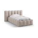 Pat maro deschis tapițat cu spațiu de depozitare cu somieră 90x200 cm Lupine – Micadoni 