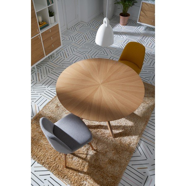 Masă dining cu aspect de lemn de stejar sømcasa Carmel, ⌀ 120 cm-image-1