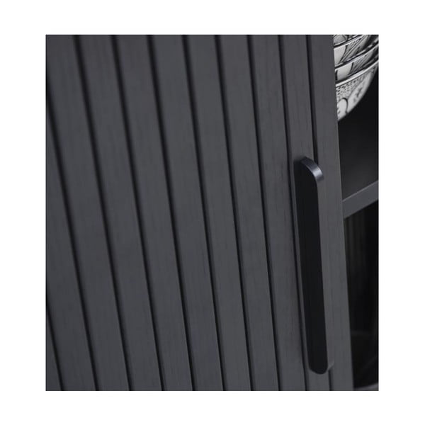 Comodă TV neagră cu aspect de lemn de stejar 56x180 cm Nola – Unique Furniture-image-1