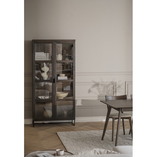 Vitrină maro din lemn masiv de stejar 95x195 cm Everett – Rowico-image-1