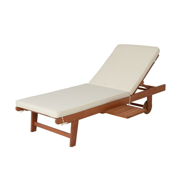 Șezlong de grădină crem/în culoare naturală din lemn masiv San Diego – Garden Pleasure
