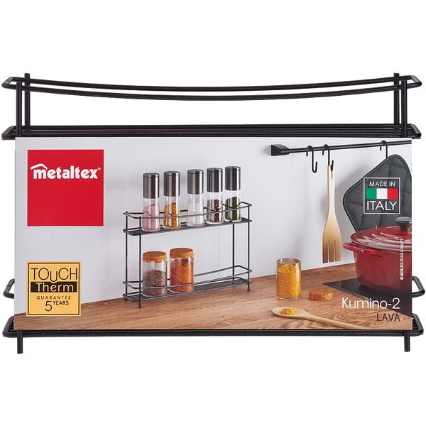 Raft cu 2 polițe pentru codimente Metaltex Pepito Lava, negru-image-2
