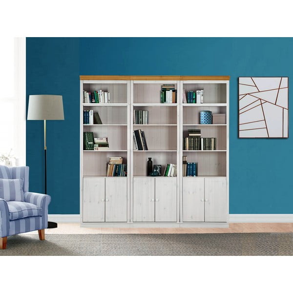 Bibliotecă albă din lemn de pin 222x223 cm Anita – Støraa-image-1