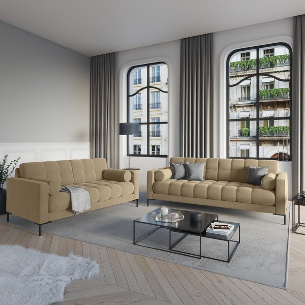 Canapea din catifea Cosmopolitan Design Bali, bej-image-1