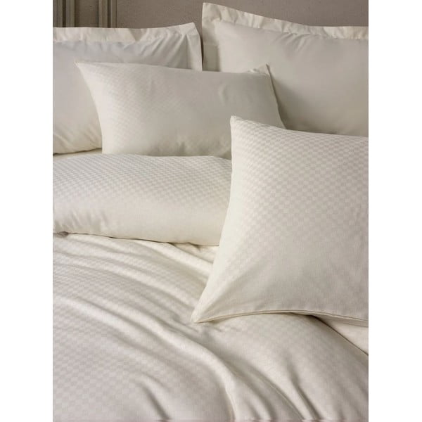 Lenjerie de pat bej din bumbac ranforcé pentru pat de o persoană 140x200 cm Checkered – Mila Home Luxury-image-1