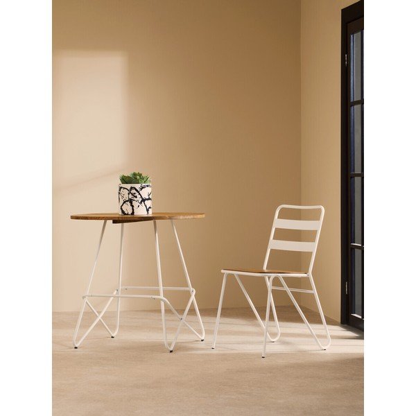 Scaun de dining alb/în culoare naturală din lemn de ulm District – Premier Housewares-image-1