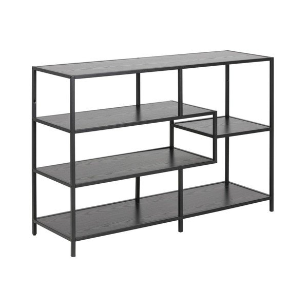 Bibliotecă neagră cu aspect de lemn de frasin 114x78 cm Seaford – Actona-image-2