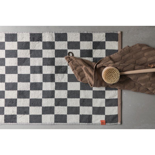 Covoraș de baie gri antracit/bej pentru duș din bumbac organic 50x80 cm Retro – Mette Ditmer Denmark-image-2