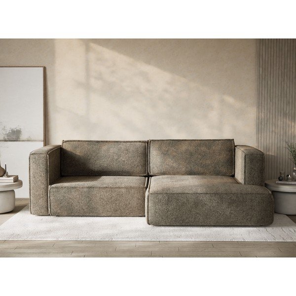 Colțar maro extensibil/cu spațiu de depozitare cu tapițerie din chenille (cu colț pe partea dreaptă/cu șezlong) Velto – Maison de Rêve-image-1