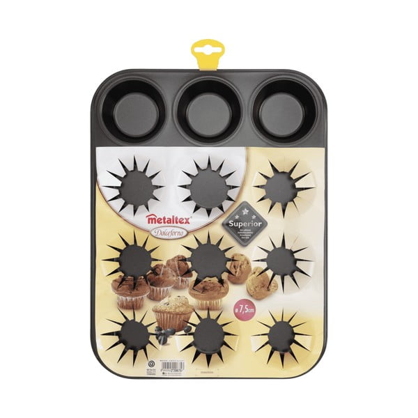 Formă de copt pentru 12 brioșe Metaltex, 30 x 30 cm-image-1