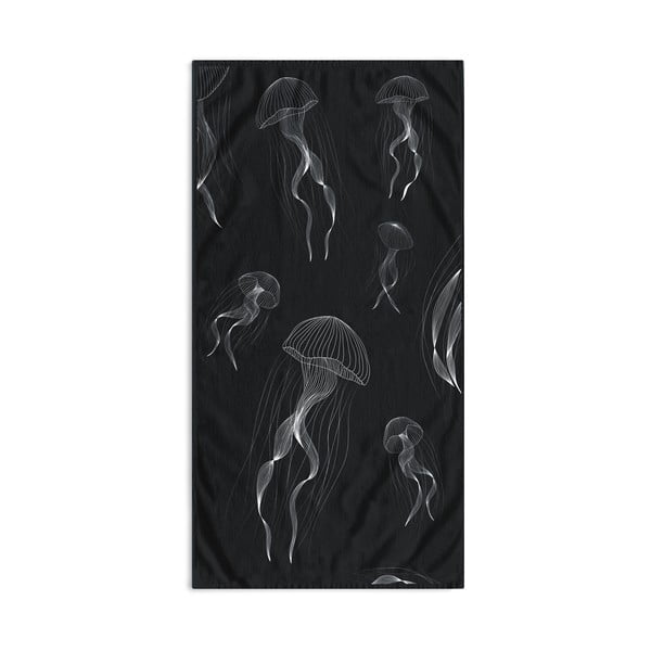 Prosop de plajă negru-alb 90x180 cm Jellyfish – DecoKing