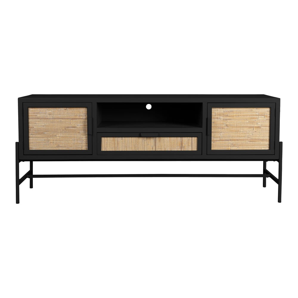 Comodă TV neagră din lemn de brad 148x60x38 cm Yasu – Dutchbone