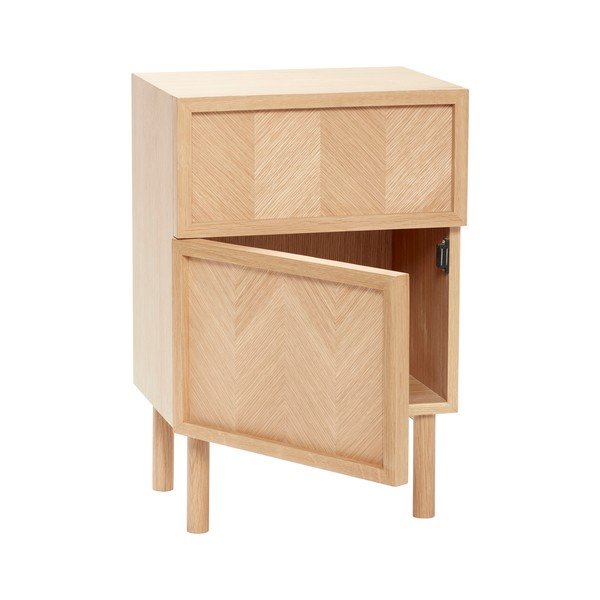 Noptieră în culoare naturală din lemn de stejar Herringbone – Hübsch-image-4
