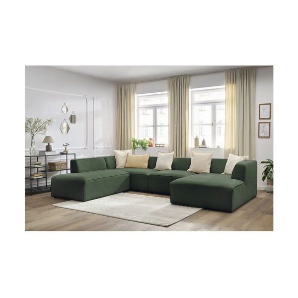 Colțar modular verde (cu colț pe partea stângă/în formă de "U") Megeve – Bobochic Paris-image-1