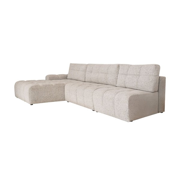 Colțar modular bej extensibil/cu spațiu de depozitare (cu colț pe partea stângă) Lulu – Miuform