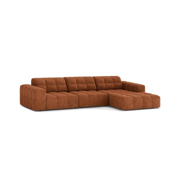 Colțar teracotă cu tapițerie din chenille (cu colț pe partea dreaptă/cu șezlong) Chicago – Cosmopolitan Design-image-1
