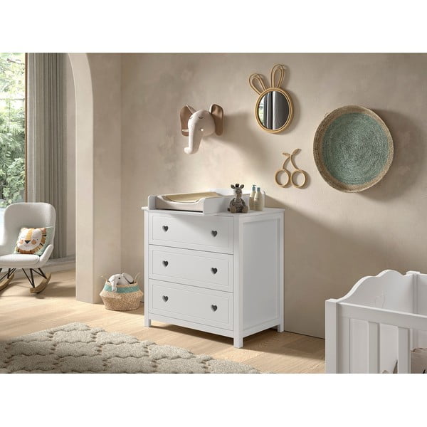 Comodă de copii albă cu masă de schimbat 90x103x73 cm Amori – Vipack-image-1