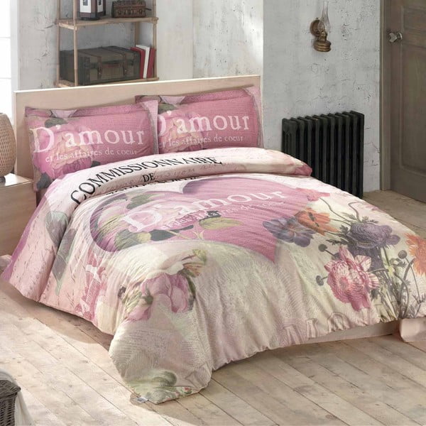 Lenjerie de pat cu cearșaf Romance, 200x220 cm