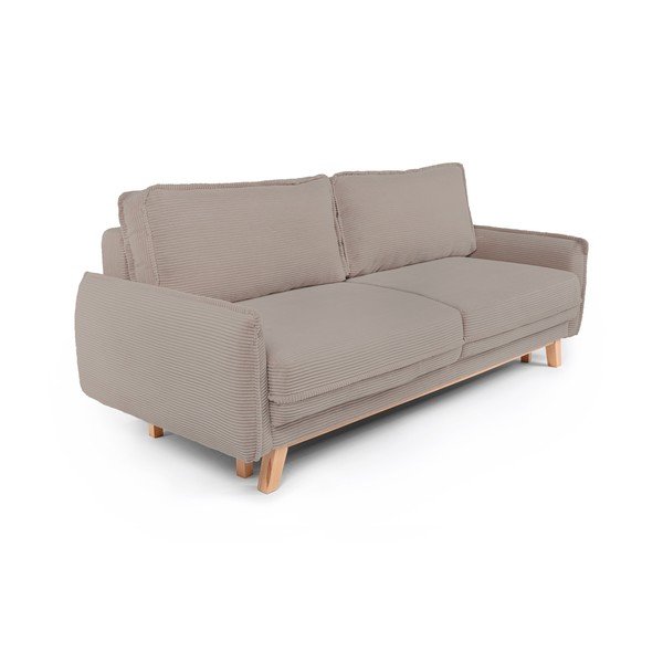 Canapea taupe extensibilă/cu spațiu de depozitare cu tapițerie din catifea reiată  218 cm Tori – Bonami Selection-image-1