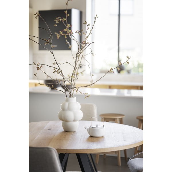 Masă de dining natural  rotundă extensibilă cu aspect de lemn de stejar ø 135 cm Maddock – Rowico-image-4