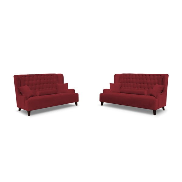 Set 2 canapele cu 2 și 3 locuri Rodier Flanelle, roșu