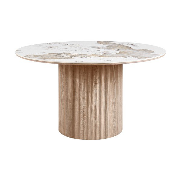 Masă de dining rotundă cu blat cu aspect de marmură ø 140 cm Athens – House Nordic