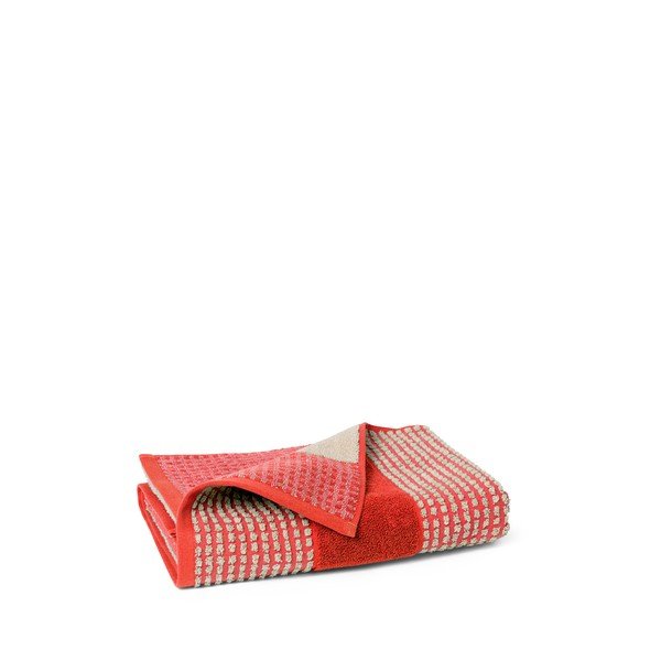 Prosop roșu din bumbac organic din frotir 70x140 cm Check – JUNA-image-2