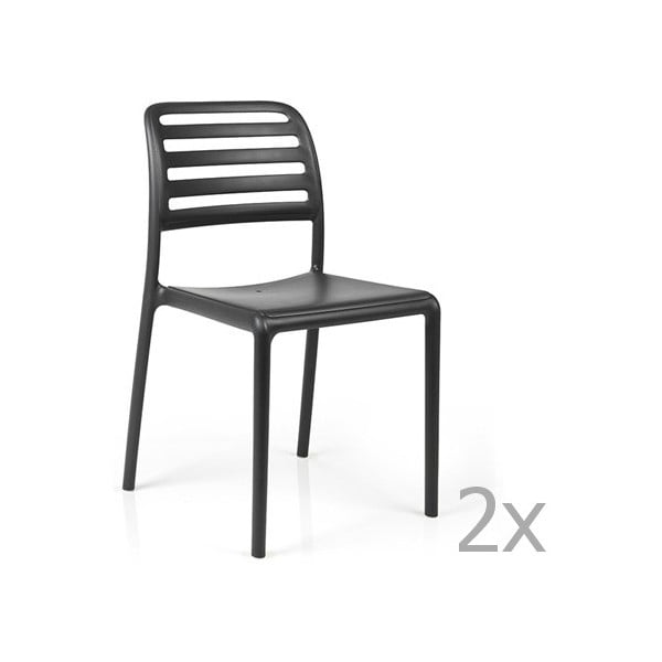 Set 2 scaune de grădină Nardi Costa Bistrot, gri antracit