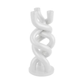 Suport din ceramică pentru trei lumânări PT LIVING Twisted, înălțime 31,4 cm, alb