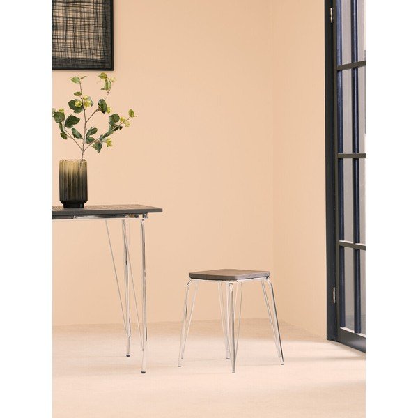 Scaun tip taburet argintiu/în culoare naturală din lemn de ulm District – Premier Housewares-image-3