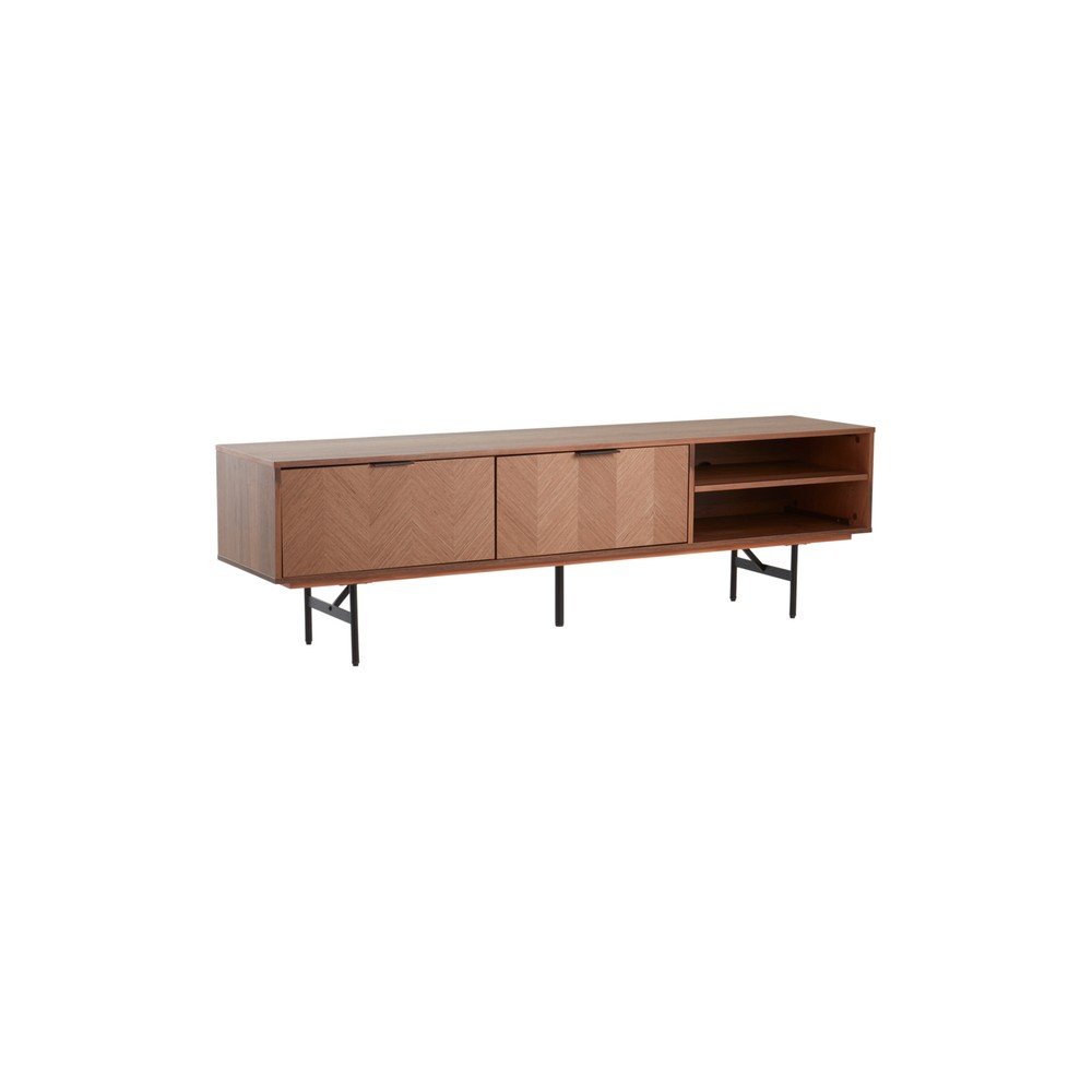 Comodă TV în culoare naturală închisă cu aspect de lemn de nuc 180x51x40 cm Duvberg – Jotex
