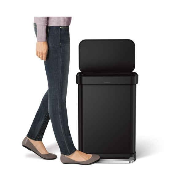 Coș de gunoi negru mat cu pedală din oțel 55 l – simplehuman-image-1