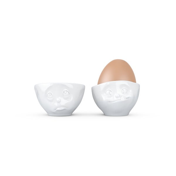 Set 2 suporturi din porțelan pentru ouă, 58products Oh Please, alb-image-1
