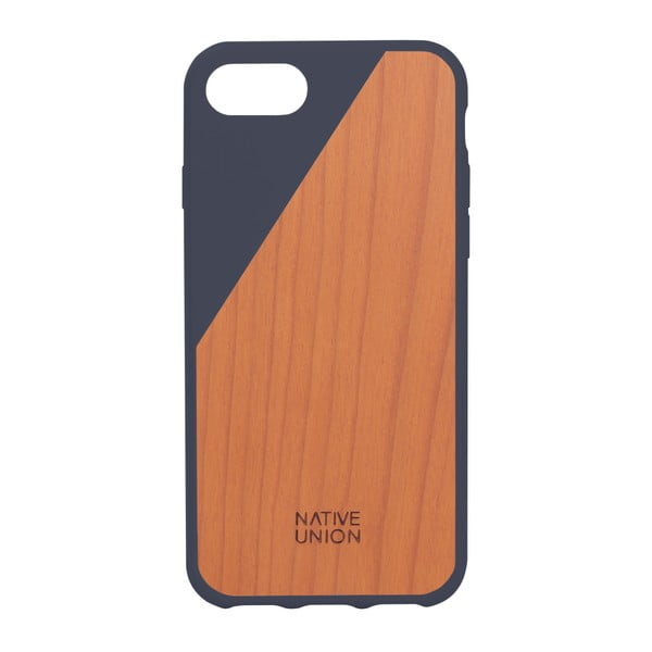Husă pentru iPhone 7 și 8 Native Union Clic Wooden, albastru închis - detalii din lemn