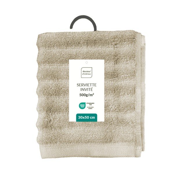 Prosop bej din bumbac din frotir 30x50 cm Maya – douceur d'intérieur-image-4