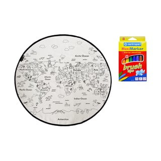 Set covor și markere pentru textile Butter Kings Colouring World, ø 130 cm