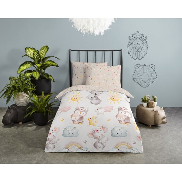 Lenjerie de pat pentru copii maro-bej din bumbac pentru pat de o persoană 140x200 cm Hugs – Good Morning-image-1