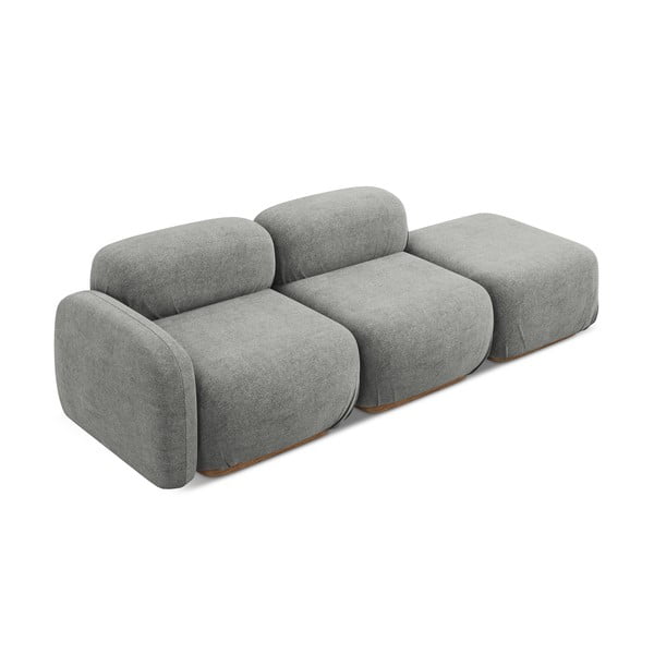 Șezlong modular gri cu tapițerie din țesătură bouclé (cu colț pe partea dreaptă) Ailani – Makamii-image-3