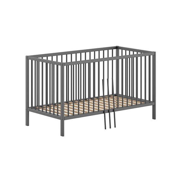 Pătuț gri antracit din lemn de pin 70x140 cm DINO – Vipack