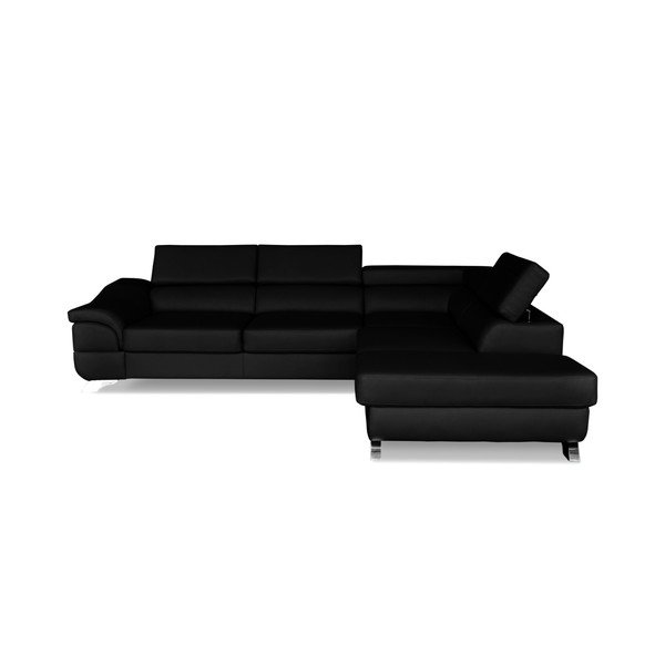 Colțar extensibil din piele Windsor  & Co. Sofas Omnikron, colț partea dreaptă, negru 