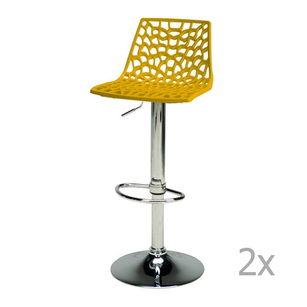 Set de 2 scaune ajustabile pentru bar Castagnetti Gass, galben